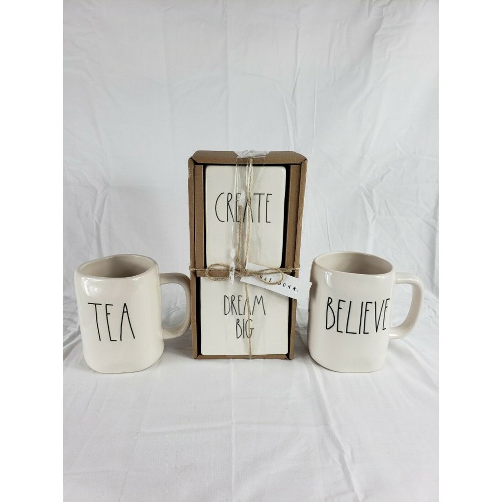 Rae Dunn Create & Dream Big + Tea & Believe Mugs